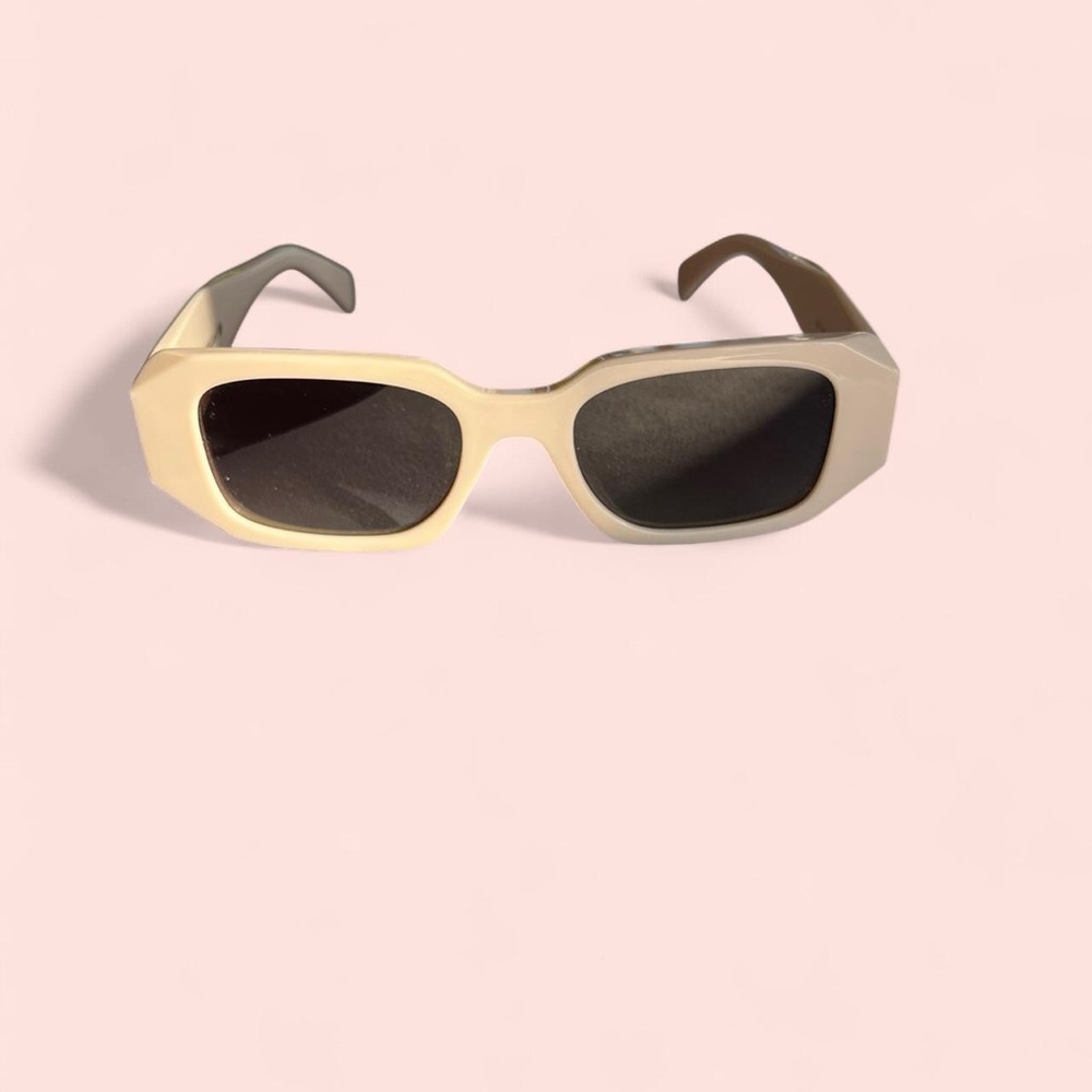Cream Rectangular Sunglasses - Picture 5 of 6